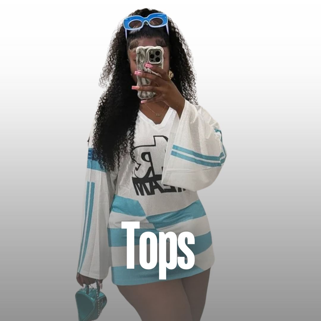 Our tops collection featuring the latest shirt and crop top styles.