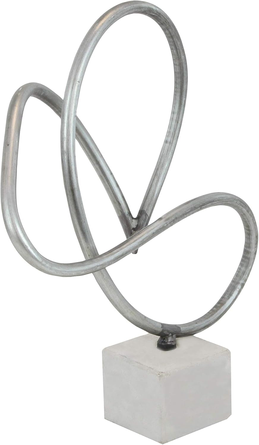 Metal Abstract Decorative Sculpture Swirl Home Decor Statue with Marble Base, Accent Figurine 14" X 8" X 18", Gray