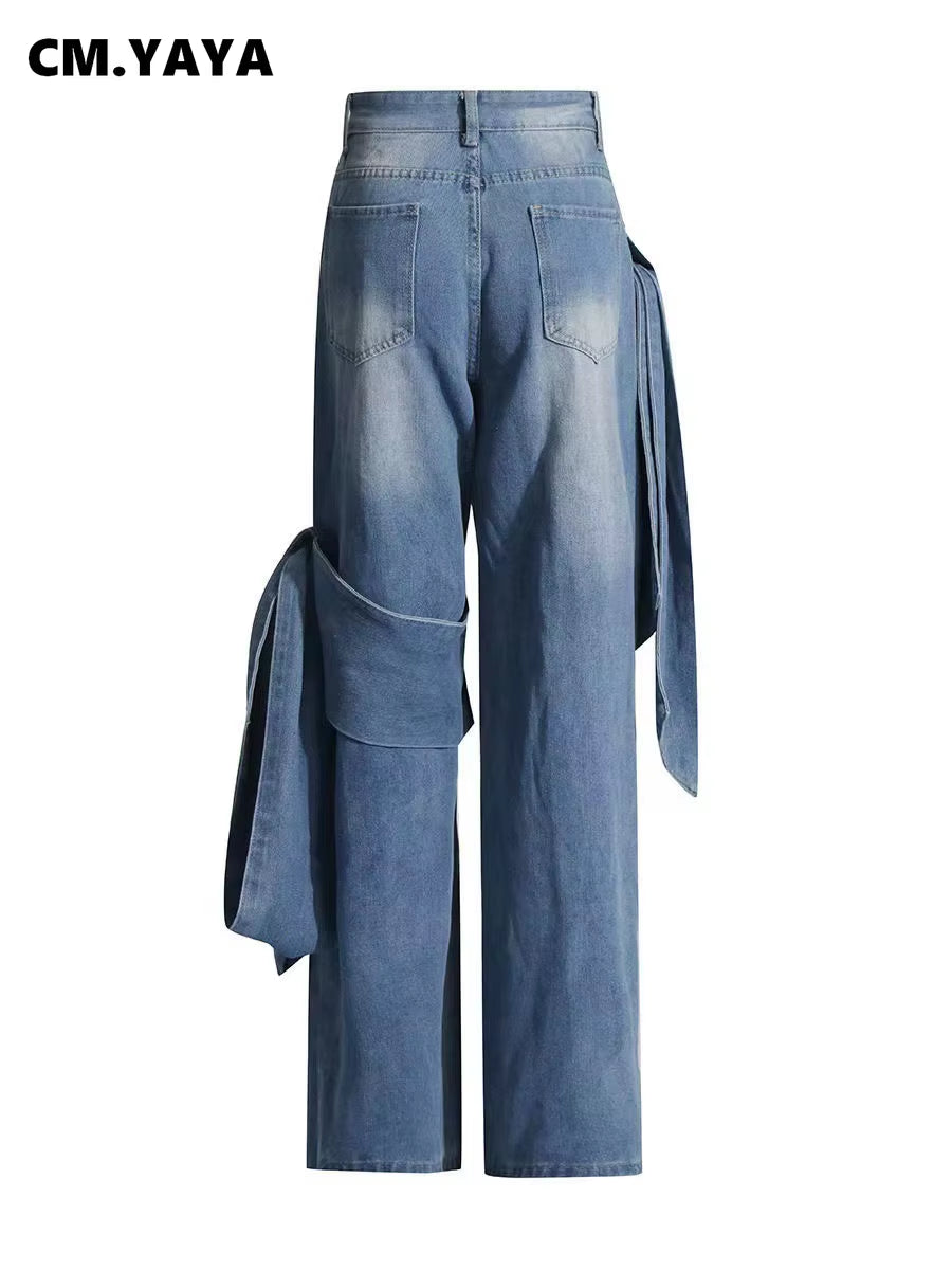 Tie Up Wide Leg Jeans