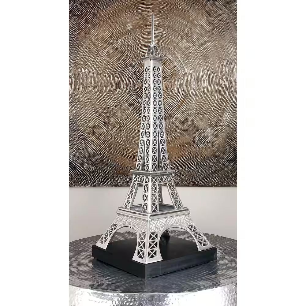 16 In. X 42 In. Silver Aluminum Eiffel Tower Sculpture