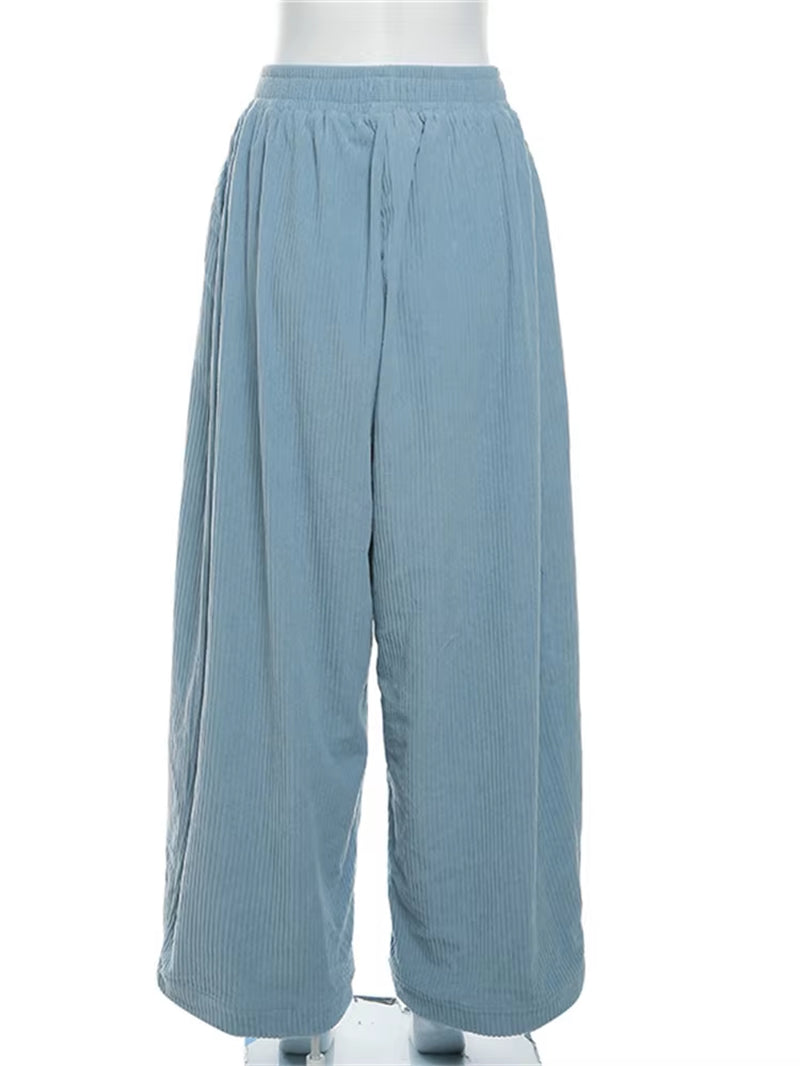 Ankle-Length Casual Corduroy Trousers