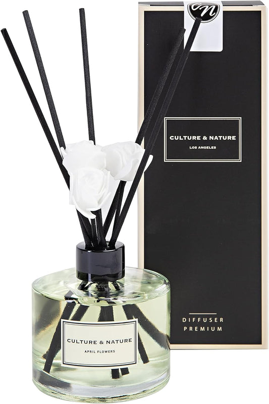 Reed Diffuser Set 6.7Oz (200Ml) April Flowers Scented Diffuser with Sticks Home Fragrance Reed Diffuser for Bathroom Shelf Decor