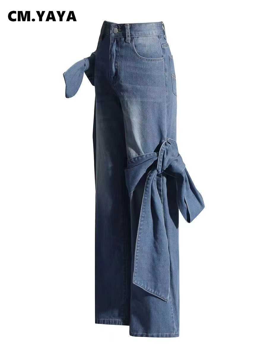 Tie Up Wide Leg Jeans