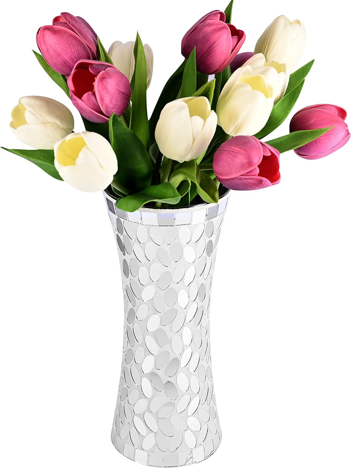 Flower Vase Modern Decorative Vase | Large Vase for Flowers Mosaic Vase | 11.8" Tall X 5" Diameter (Mirror)