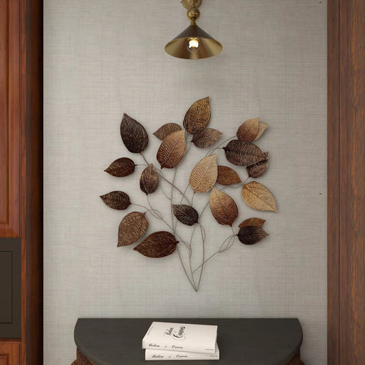 Metal Textured Leaf Home Bronze Wall Decor with Multiple Shades