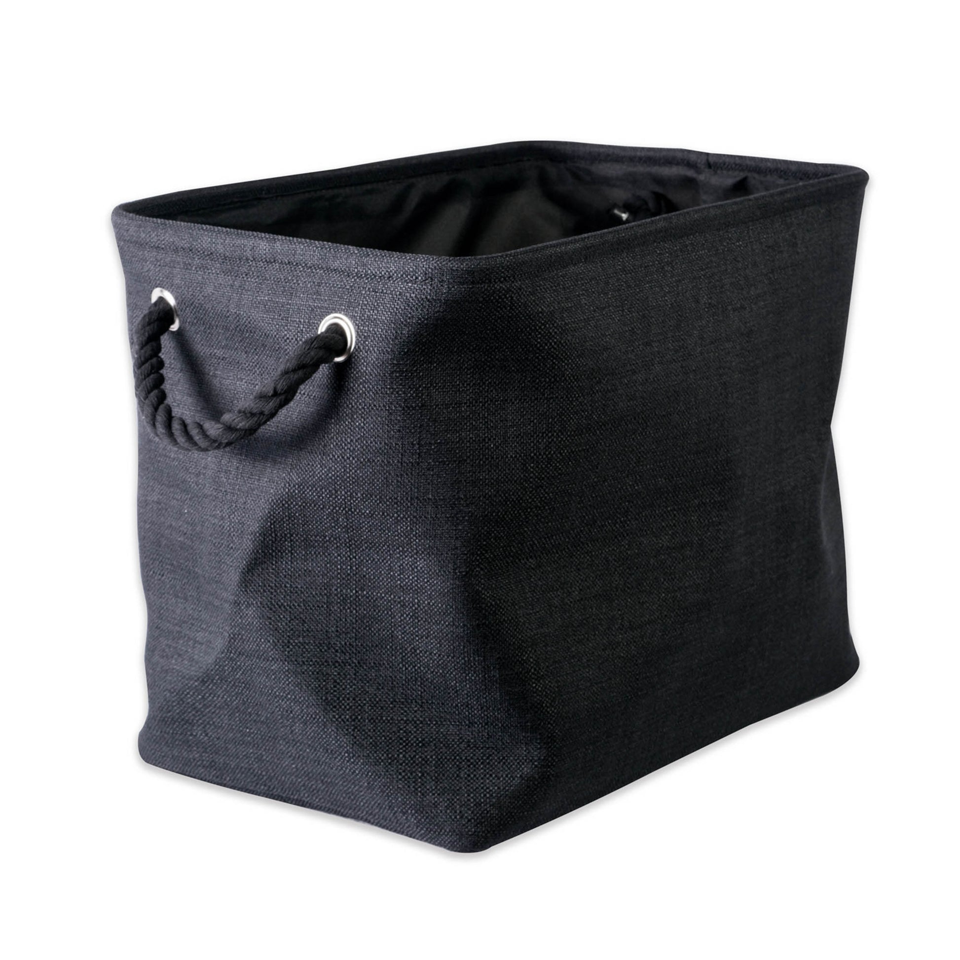 Collapsible Polyester Storage Bin, Variegated, Black, Small