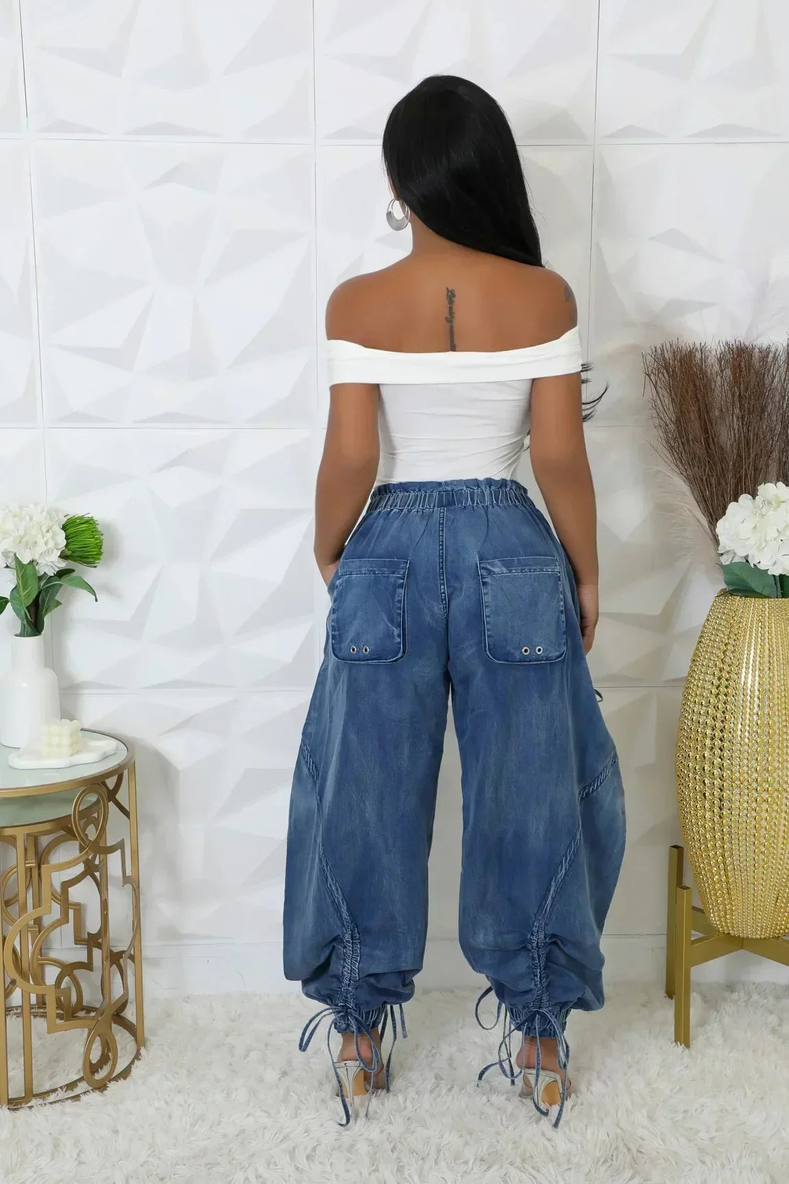  Drawstring Denim Jeans