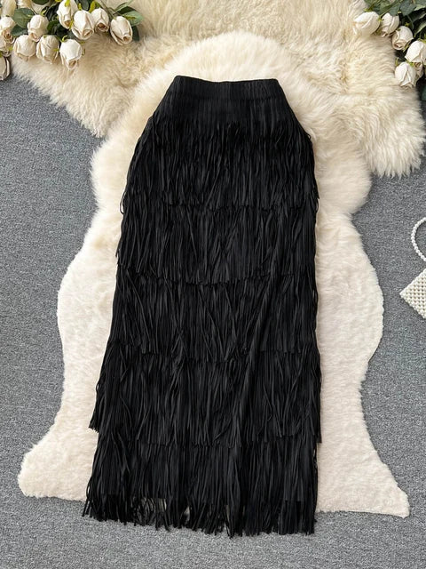 Fringe Maxi Skirt