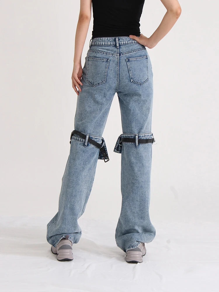 Belted Knee Jeans 