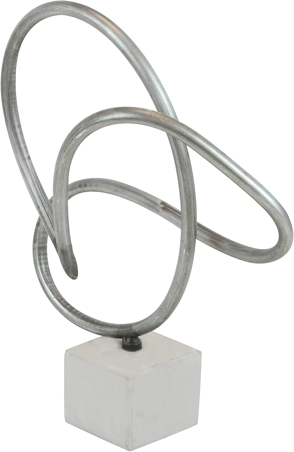 Metal Abstract Decorative Sculpture Swirl Home Decor Statue with Marble Base, Accent Figurine 14" X 8" X 18", Gray