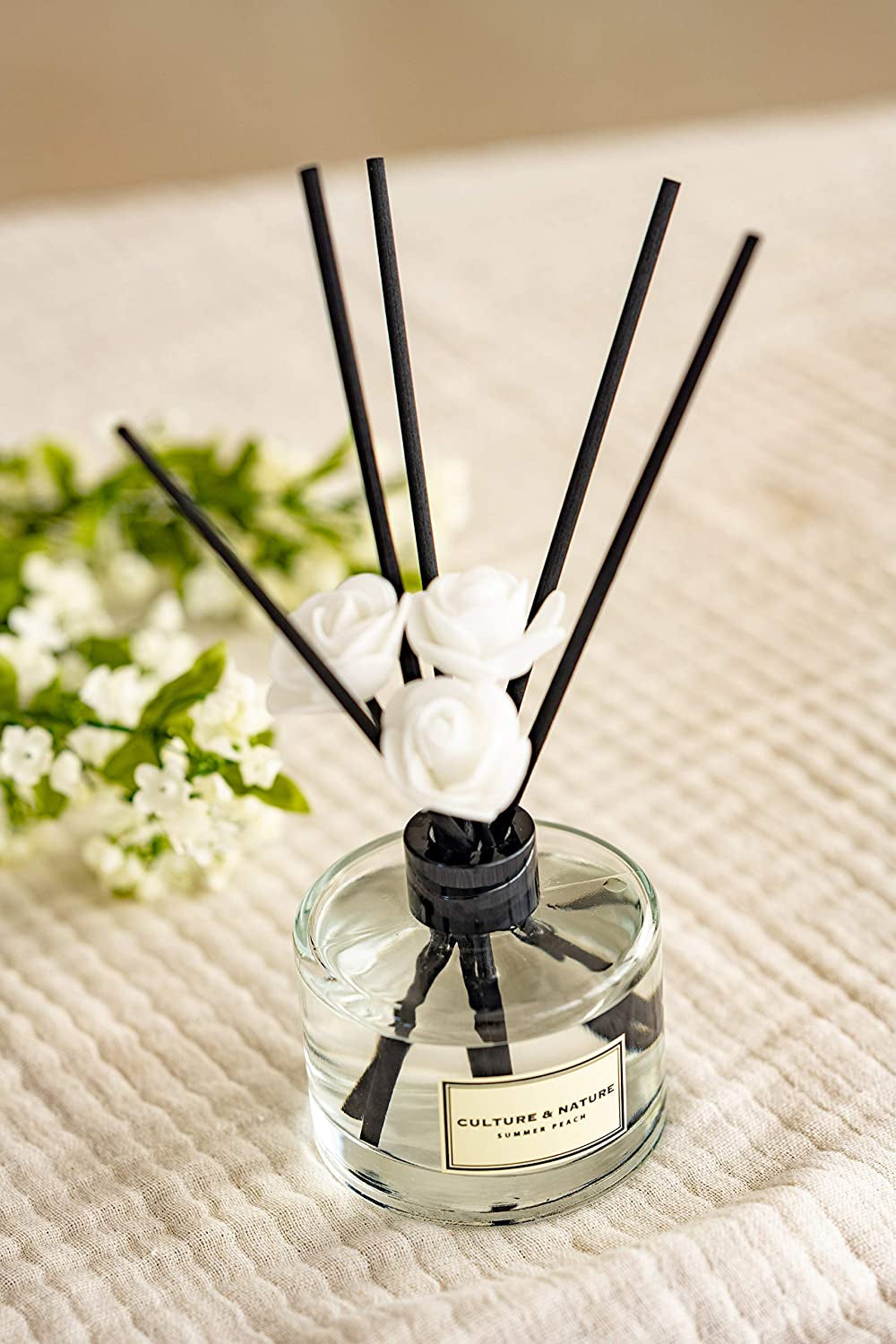 Reed Diffuser Set 6.7Oz (200Ml) Lemon Scented Diffuser with Sticks Home Fragrance Reed Diffuser for Bathroom Shelf Decor