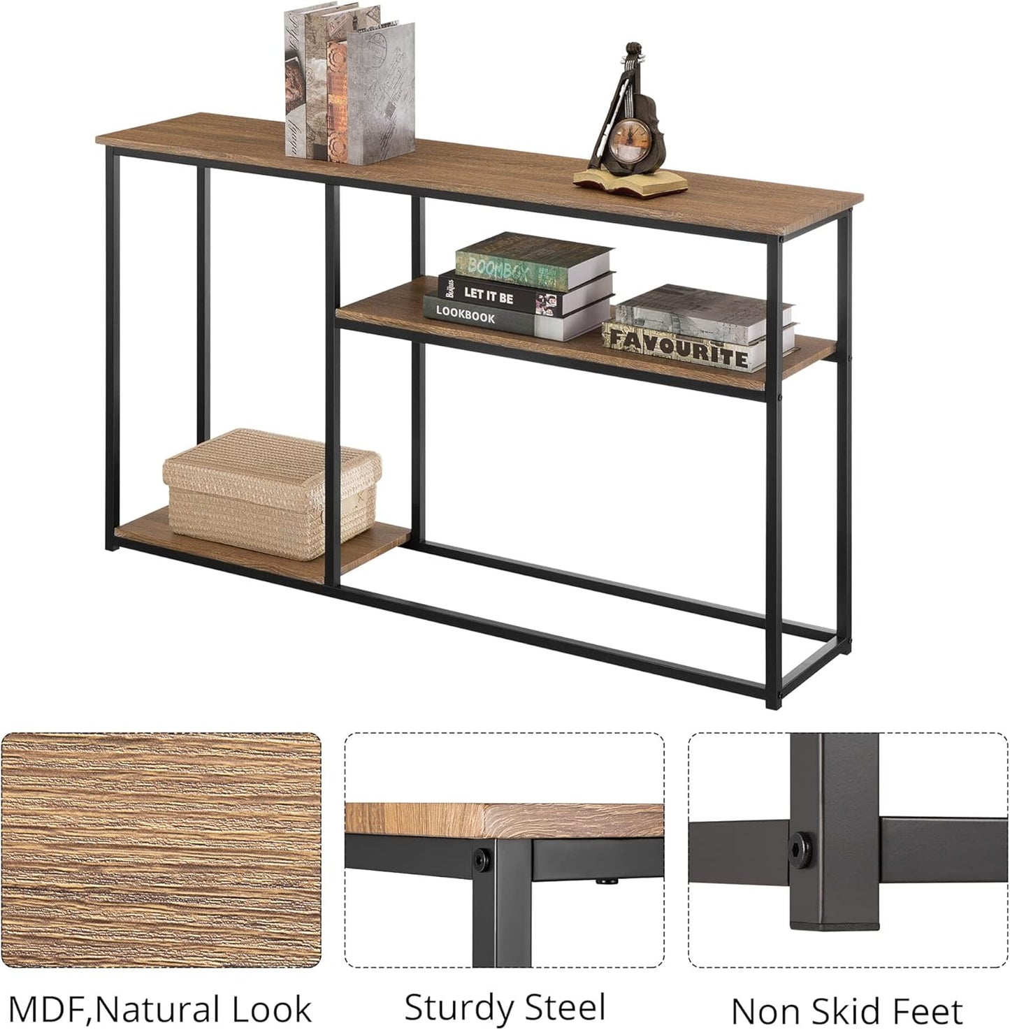 Console Table, 3 Tier Sofa Table, Entryway Industrial Accent Table