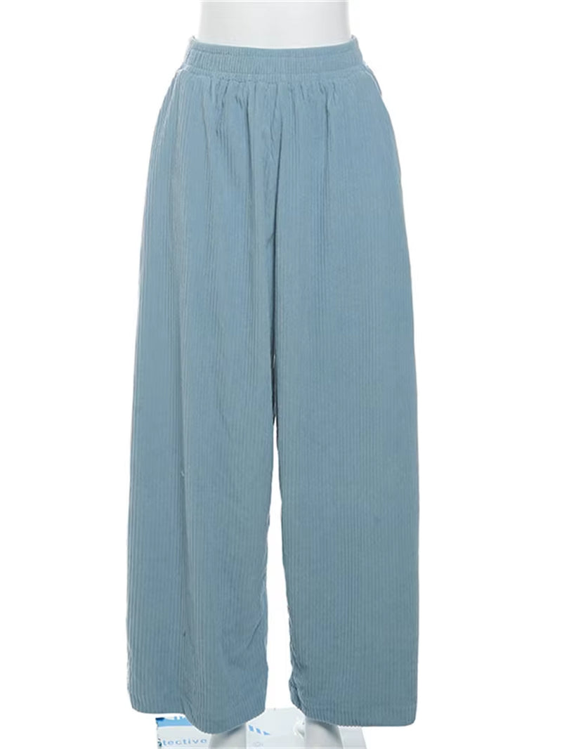 Ankle-Length Casual Corduroy Trousers