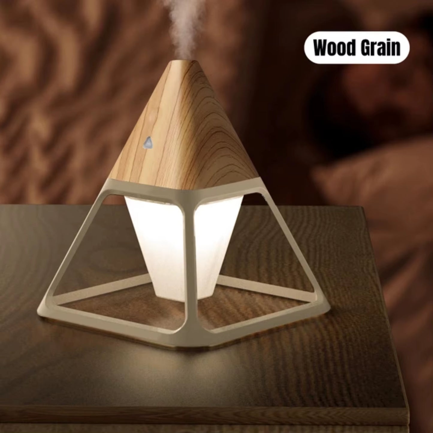 New Remote Control Wood Grain USB Volcano Pyramid Air Humidifier - Aromatherapy Essential Oil Diffuser and Warm Lamp Difusor For