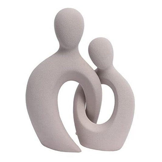 Ceramic Couple Sculptures for Home Decor, Abstract Lover Statue for Shelf Gray