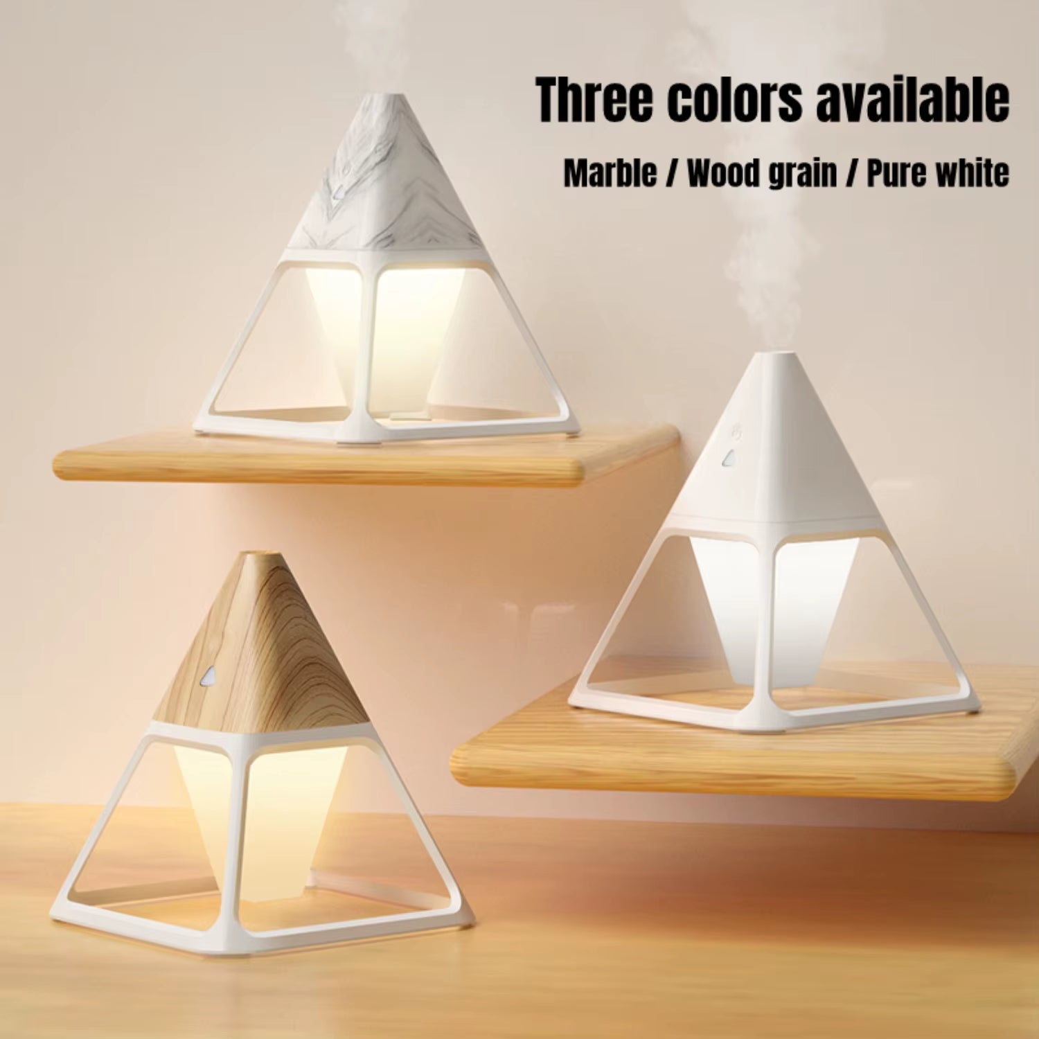 New Remote Control Wood Grain USB Volcano Pyramid Air Humidifier - Aromatherapy Essential Oil Diffuser and Warm Lamp Difusor For