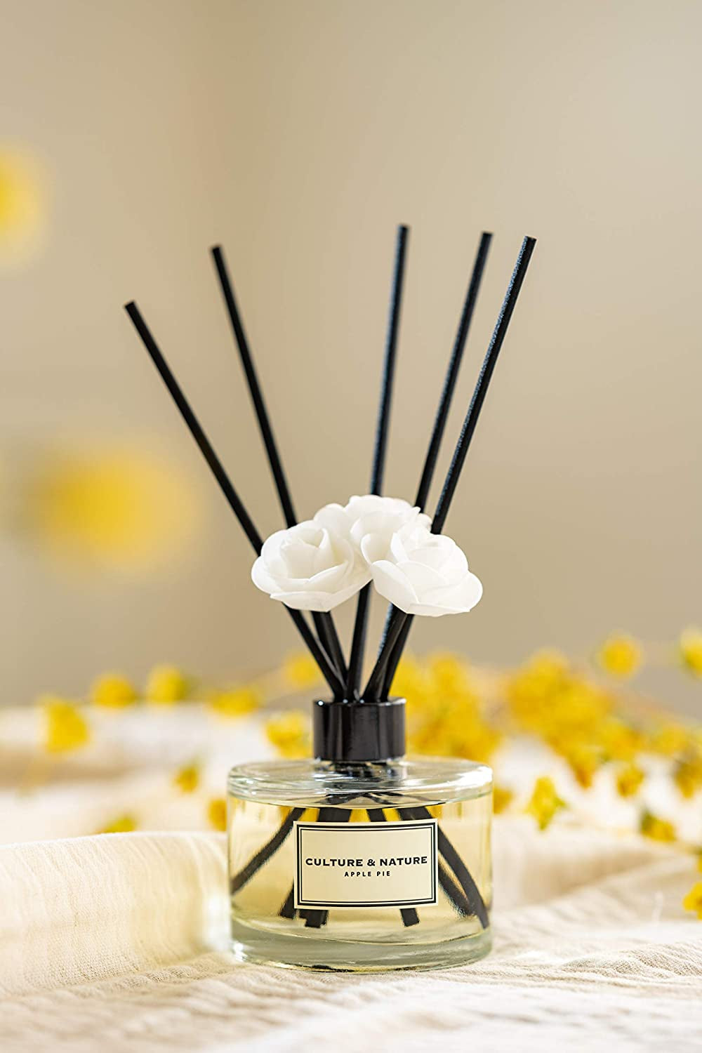 Reed Diffuser Set 6.7Oz (200Ml) Lemon Scented Diffuser with Sticks Home Fragrance Reed Diffuser for Bathroom Shelf Decor