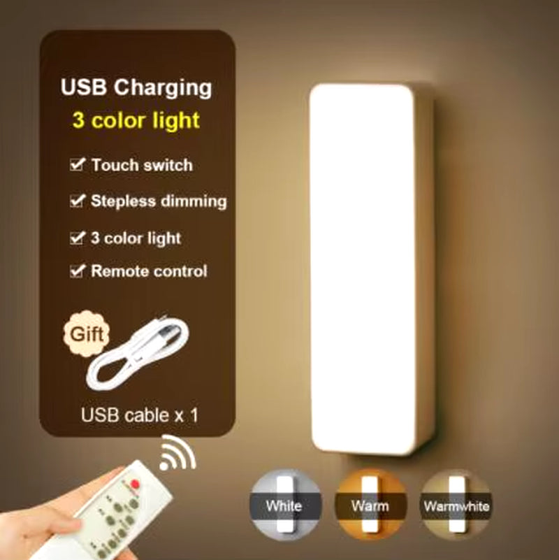 Led Touch Night Light USB Charging Wireless Dimming Control Remote Control Wall Lamp for Bedroom Wardrobe Corridor Night Lamp