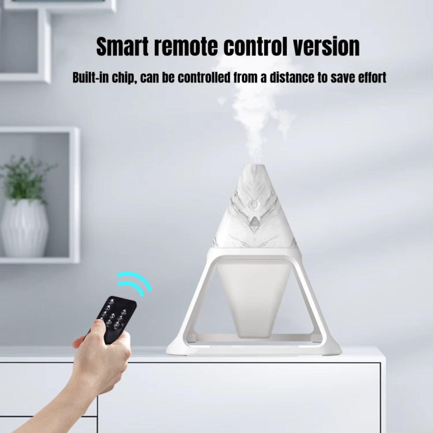 New Remote Control Wood Grain USB Volcano Pyramid Air Humidifier - Aromatherapy Essential Oil Diffuser and Warm Lamp Difusor For