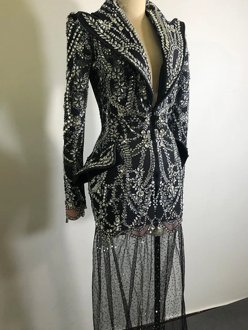 Crystal Rhinestone Blazer Dress 