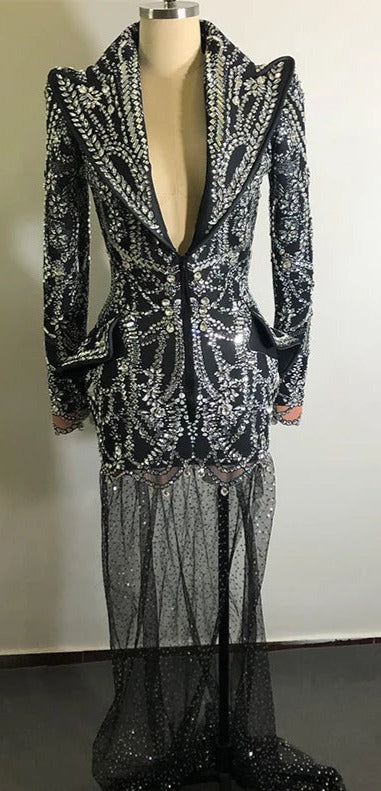 Crystal Rhinestone Blazer Dress 