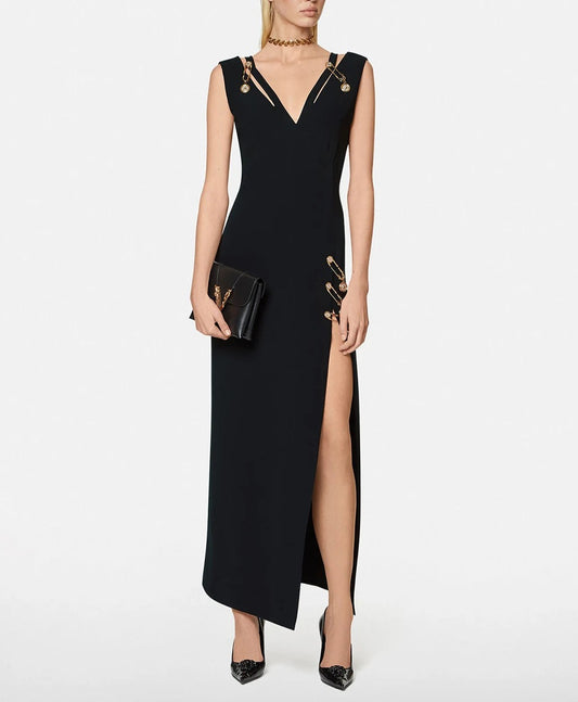 V Neck Bandage Maxi Dress