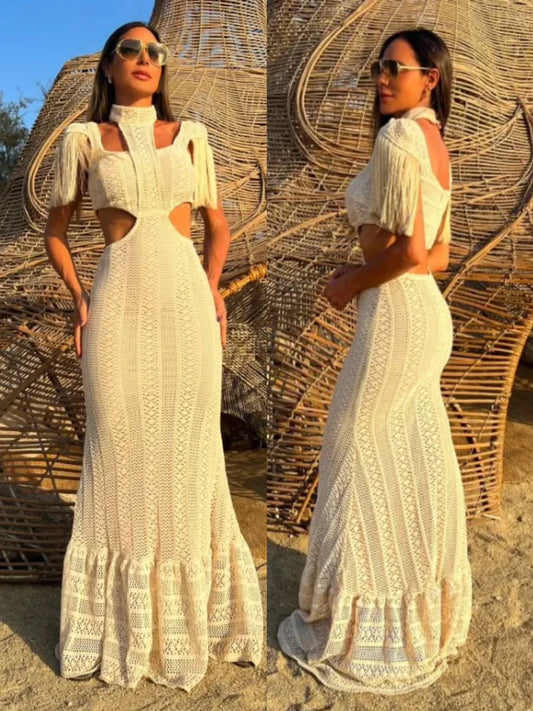 Knitted Cut Out See Through Dress 