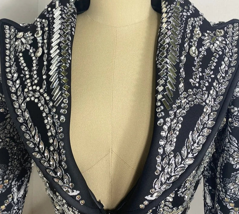 Crystal Rhinestone Blazer Dress 