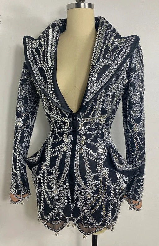 Crystal Rhinestone Blazer Dress 