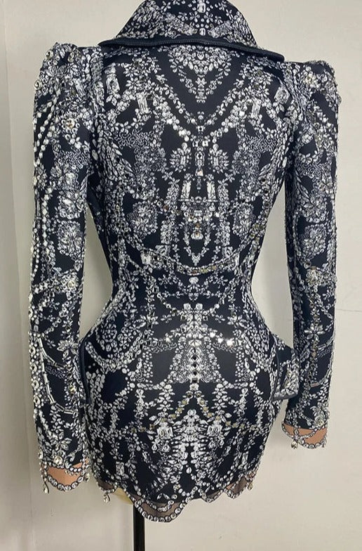 Crystal Rhinestone Blazer Dress 